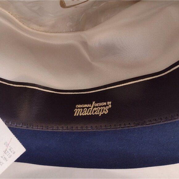 NWT Vintage Madcaps Womens Navy Blue Fedora 22" Diameter 100% Genuine Fur - Picture 10 of 12
